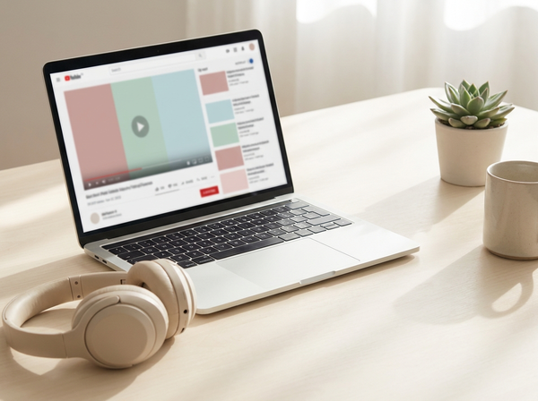 Video walkthrough on laptop with headphones