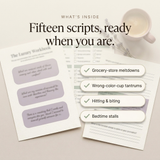 Gentle Parenting Scripts - what's inside: fifteen scripts ready when you are