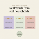 Gentle Parenting Scripts - reviews placeholder cards and made-by-parents badge