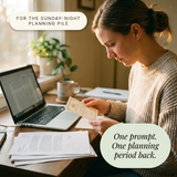 AI Teacher Prompt Pack - lifestyle: teacher at desk with prompt card and laptop