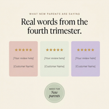 Postpartum Recovery Roadmap - reviews placeholder cards and made-for-new-parents badge