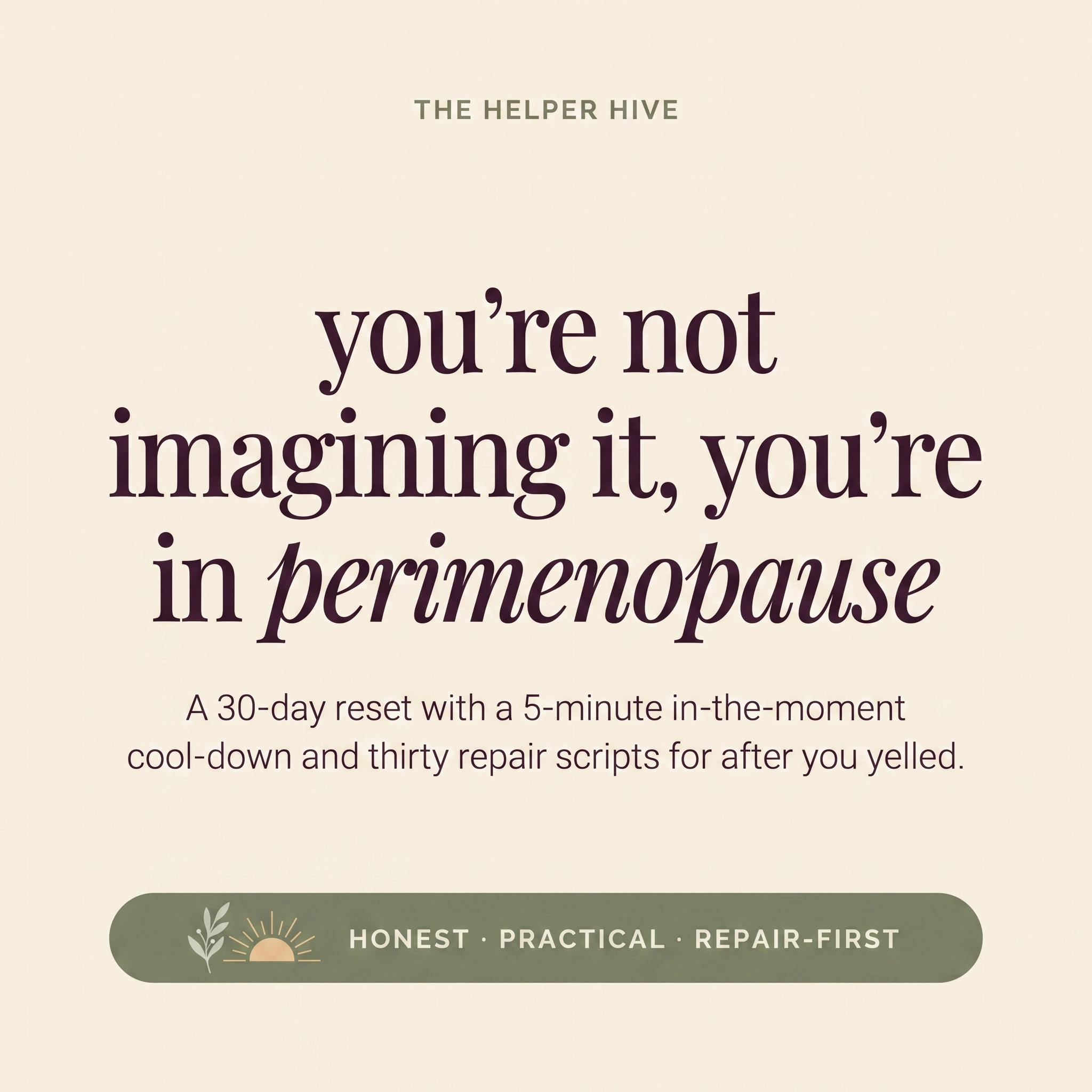 Perimenopause Toolkit - promise: you're not imagining it, you're in perimenopause