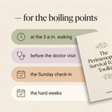 Perimenopause Toolkit - use cases: 3am waking, doctor visit, Sunday check-in, hard weeks