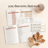 Homeschool Planner - what's inside: year, then term, then week