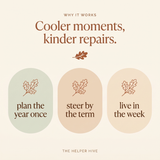 Homeschool Planner - benefits: plan the year once, steer by the term, live in the week