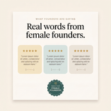 Solopreneur Playbook - reviews placeholder cards and made-for-female-founders badge