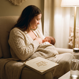 Lactation Bundle - lifestyle: mother nursing in armchair with guide on armrest