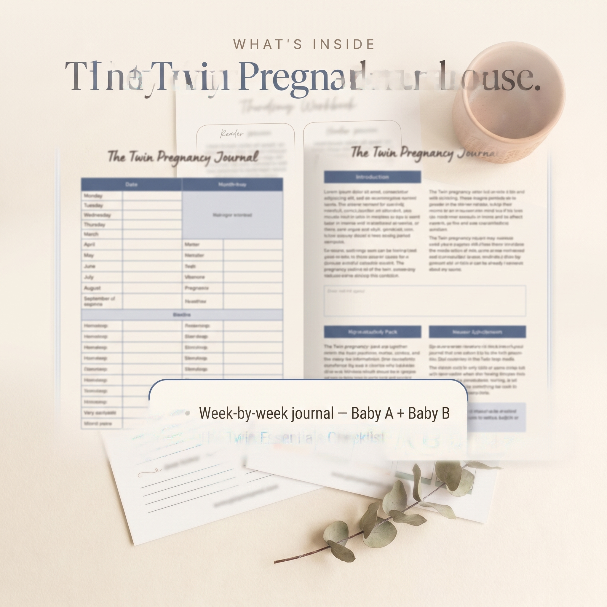 Twin Pregnancy Journal - what's inside: six resources listed
