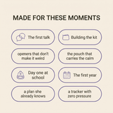 Period and Puberty Kit - use cases: first talk, building the kit, day one, first year