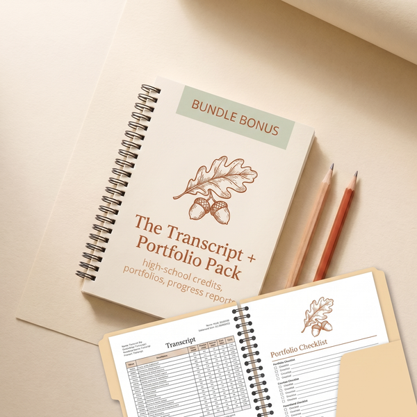 Homeschool Planner bonus card - The Transcript and Portfolio Pack